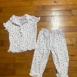 Laura Ashley Kids Pajama Set - Pink Floral on White